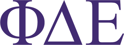 Phi Delta Epsilon logo in purple on a white background