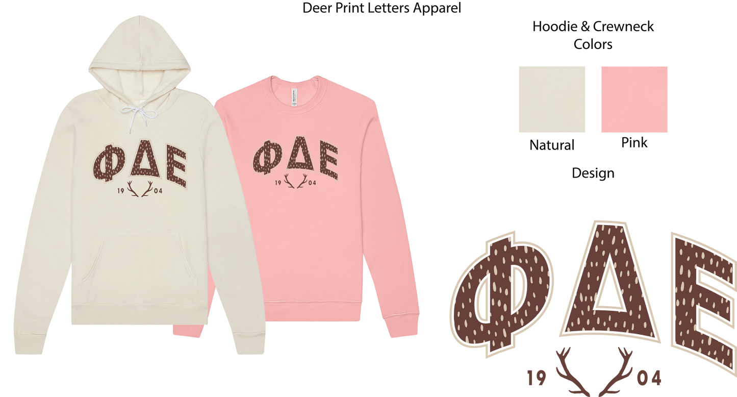 Phi Delta Epsilon Fawn Print Varsity Hoodie