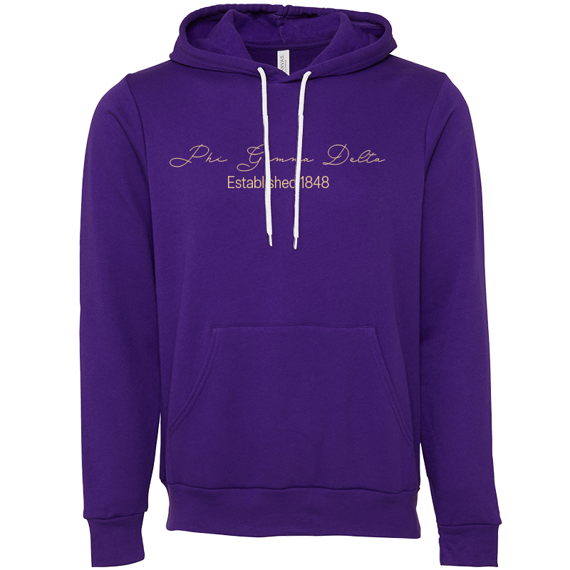 Phi Gamma Delta Embroidered Scripted Name Hooded Sweatshirts