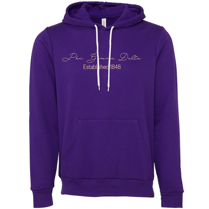 Phi Gamma Delta Embroidered Scripted Name Hooded Sweatshirts