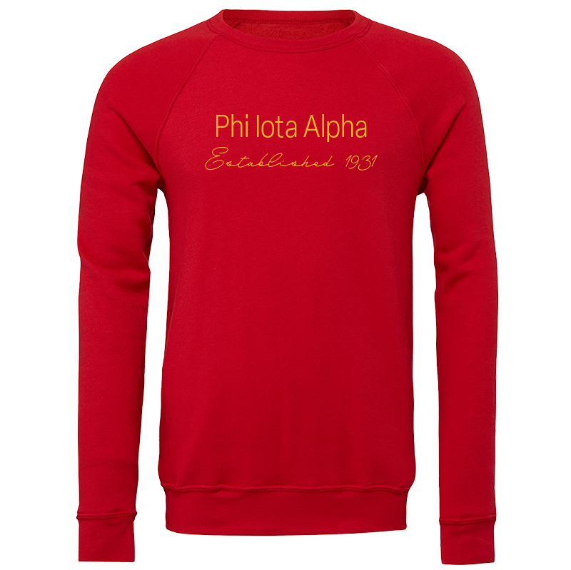 Phi Iota Alpha Embroidered Printed Name Crewneck Sweatshirts