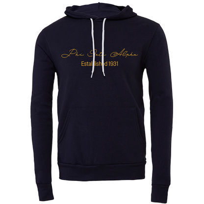 Phi Iota Alpha Embroidered Scripted Name Hooded Sweatshirts