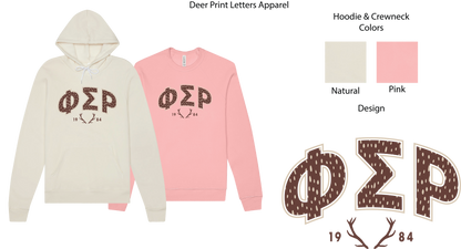 Phi Sigma Rho Fawn Print Varsity Hoodie