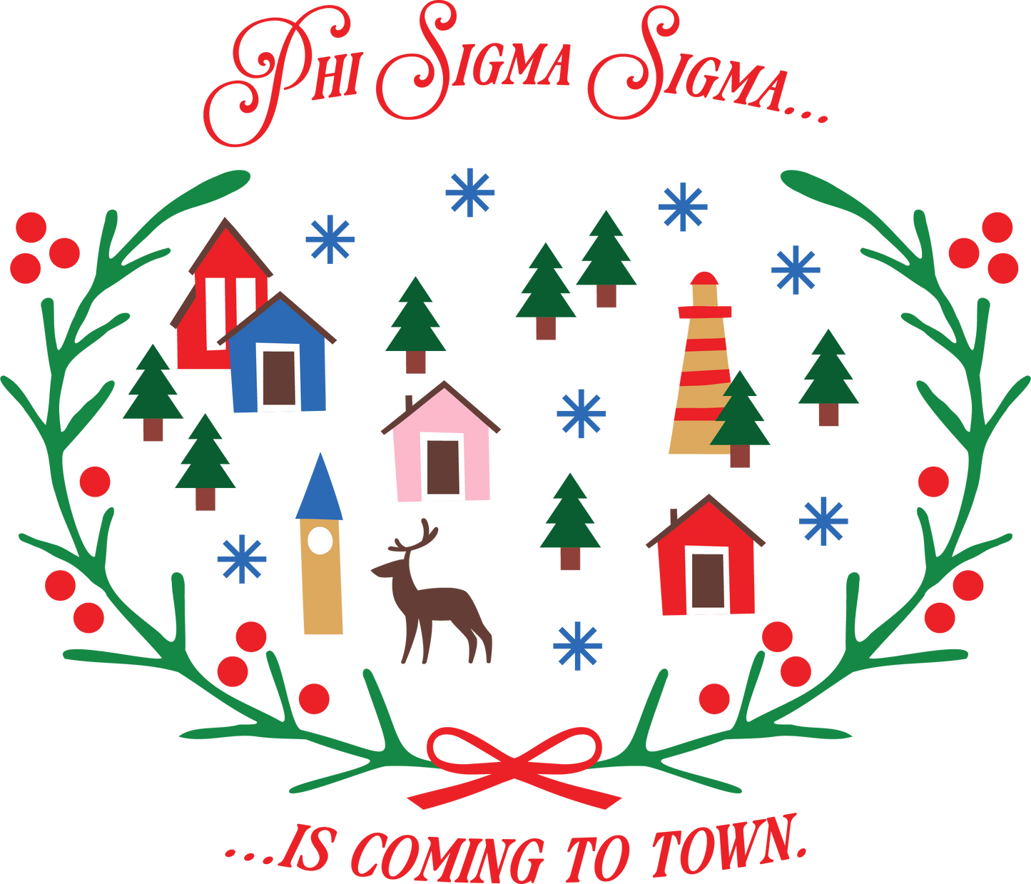 Phi Sigma Sigma Christmas Village Cropped Hoodie