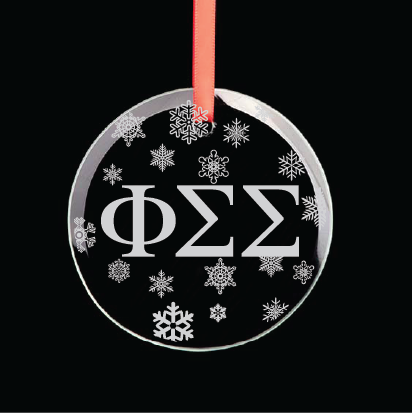 Phi Sigma Sigma Round Multi-Snowflake Ornament