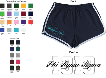 Phi Sigma Sigma Year and Name Women's Shorts