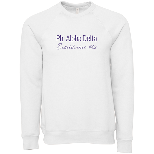 Phi Alpha Delta Embroidered Printed Name Crewneck Sweatshirts