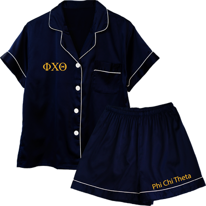 Phi Chi Theta Embroidered Ladies' Pajama Sets