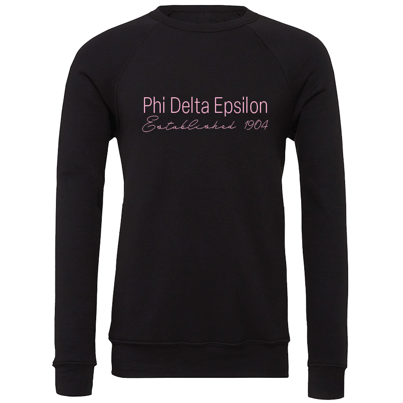 Phi Delta Epsilon Embroidered Printed Name Crewneck Sweatshirts