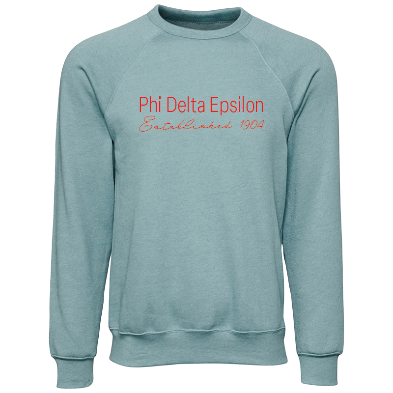Phi Delta Epsilon Embroidered Printed Name Crewneck Sweatshirts