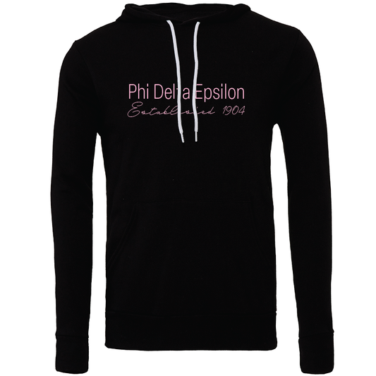 Phi Delta Epsilon Embroidered Printed Name Hooded Sweatshirts