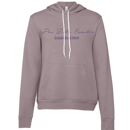 Phi Delta Epsilon Embroidered Scripted Name Hooded Sweatshirts