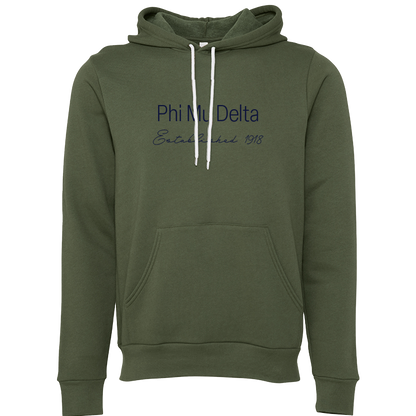 Phi Mu Delta Embroidered Printed Name Hooded Sweatshirts