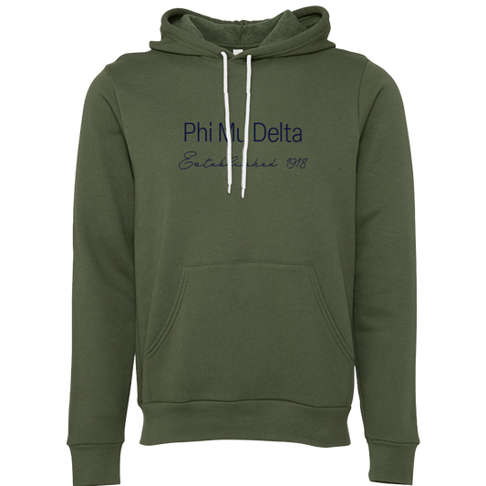 Phi Mu Delta Embroidered Printed Name Hooded Sweatshirts