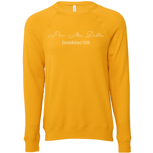 Phi Mu Delta Embroidered Scripted Name Crewneck Sweatshirts