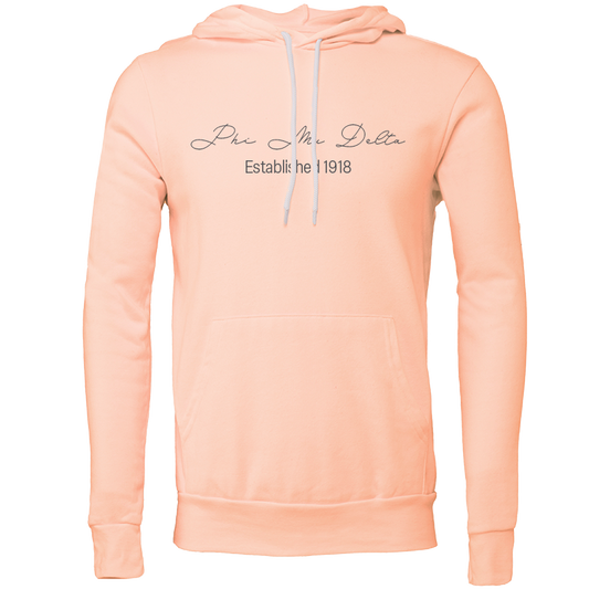 Phi Mu Delta Embroidered Scripted Name Hooded Sweatshirts