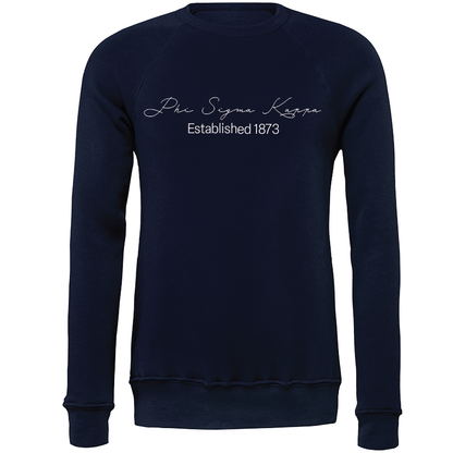 Phi Sigma Kappa Embroidered Scripted Name Crewneck Sweatshirts