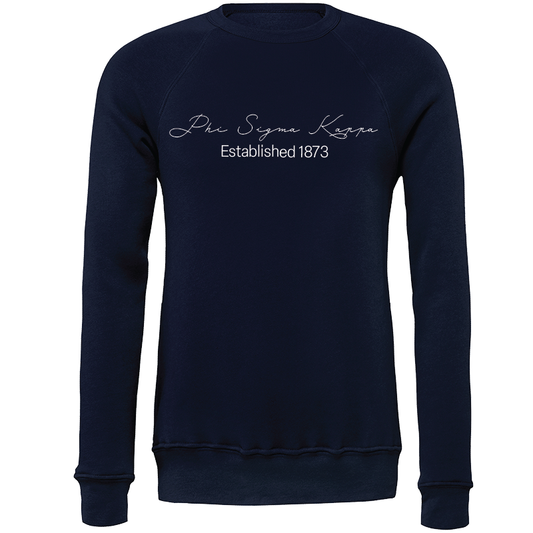 Phi Sigma Kappa Embroidered Scripted Name Crewneck Sweatshirts