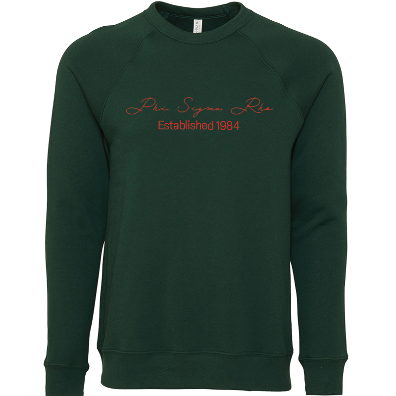 Phi Sigma Rho Embroidered Scripted Name Crewneck Sweatshirts