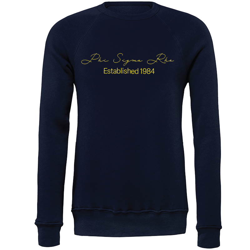 Phi Sigma Rho Embroidered Scripted Name Crewneck Sweatshirts