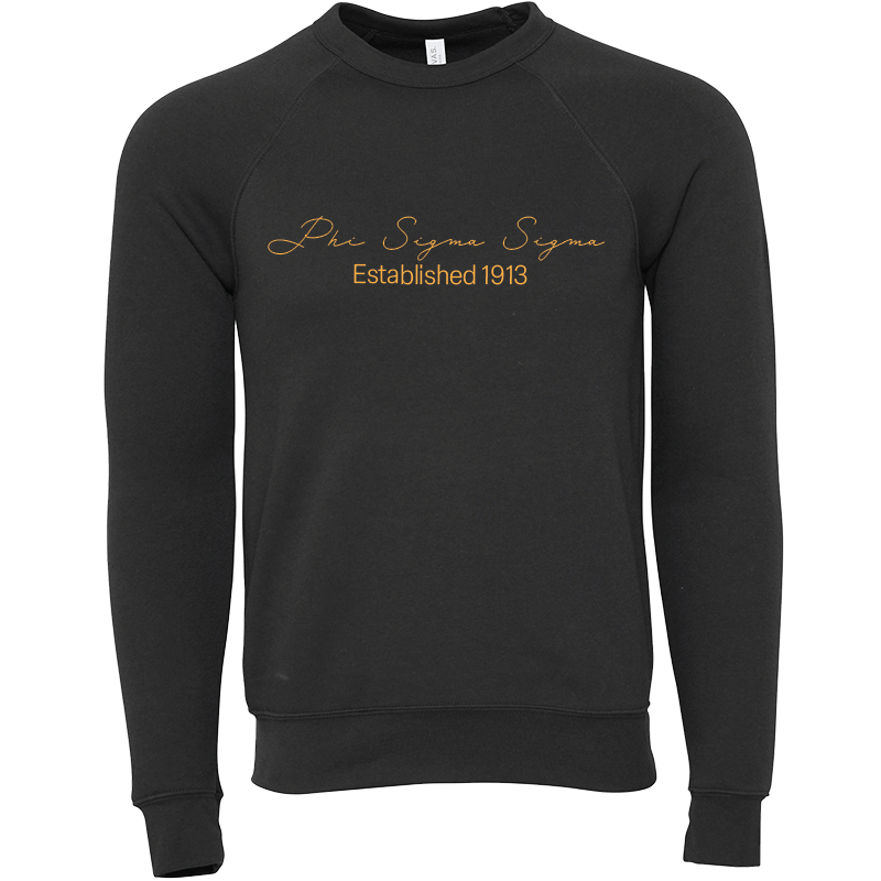 Phi Sigma Sigma Embroidered Scripted Name Crewneck Sweatshirts