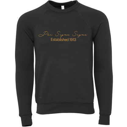 Phi Sigma Sigma Embroidered Scripted Name Crewneck Sweatshirts