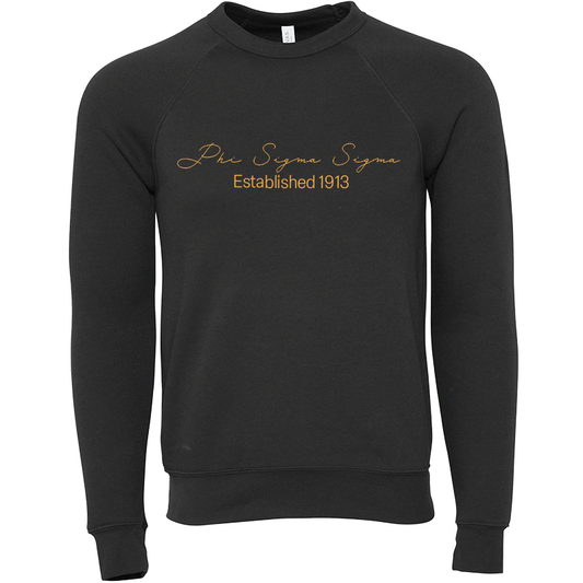 Phi Sigma Sigma Embroidered Scripted Name Crewneck Sweatshirts