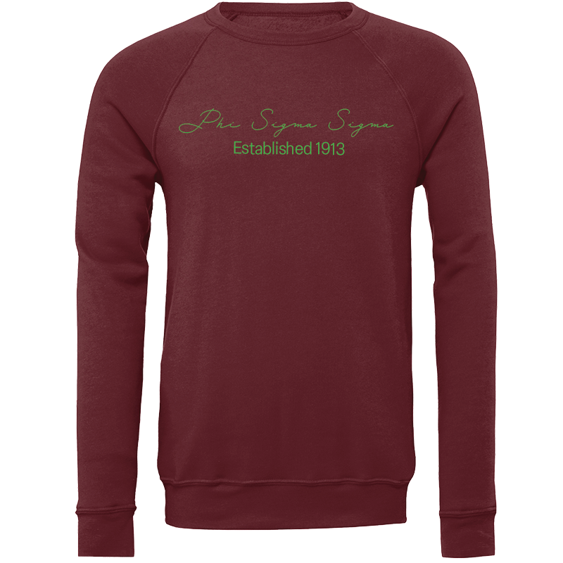 Phi Sigma Sigma Embroidered Scripted Name Crewneck Sweatshirts