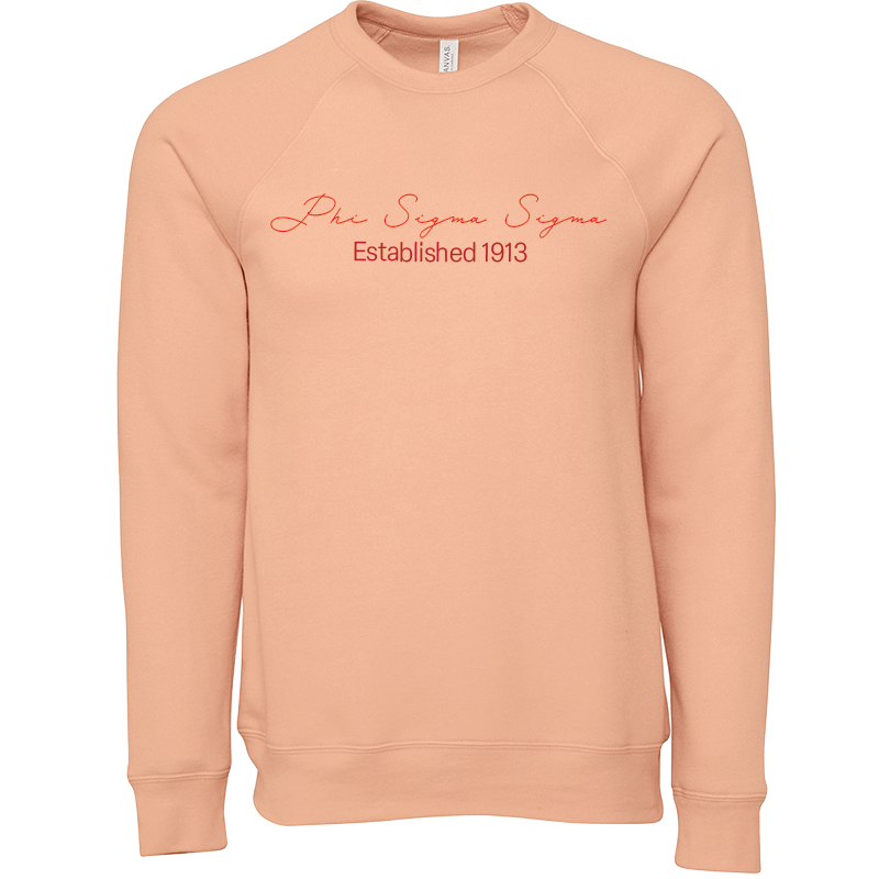 Phi Sigma Sigma Embroidered Scripted Name Crewneck Sweatshirts
