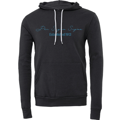 Phi Sigma Sigma Embroidered Scripted Name Hooded Sweatshirts