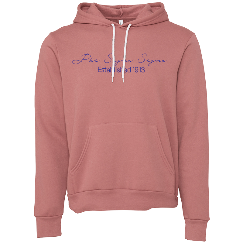 Phi Sigma Sigma Embroidered Scripted Name Hooded Sweatshirts