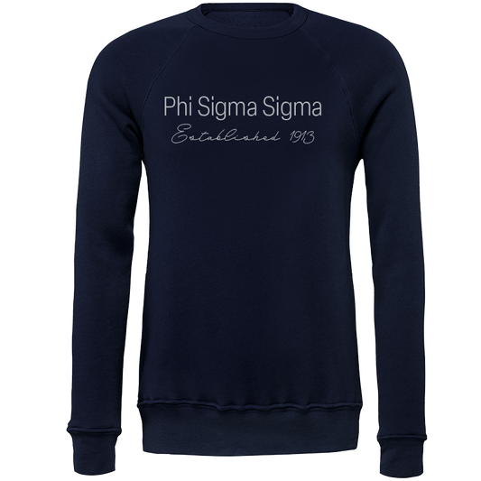 Phi Sigma Sigma Embroidered Printed Name Crewneck Sweatshirts