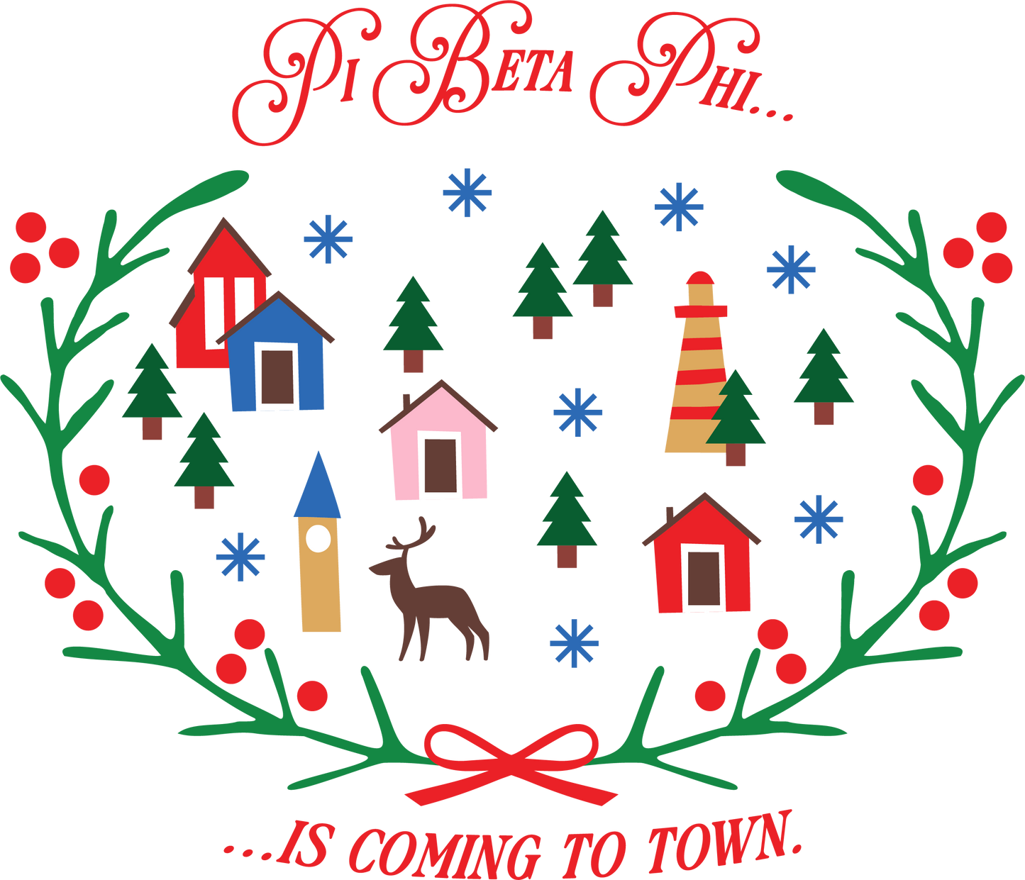 Pi Beta Phi Christmas Village Cropped Hoodie