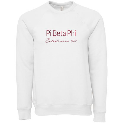 Pi Beta Phi Embroidered Printed Name Crewneck Sweatshirts