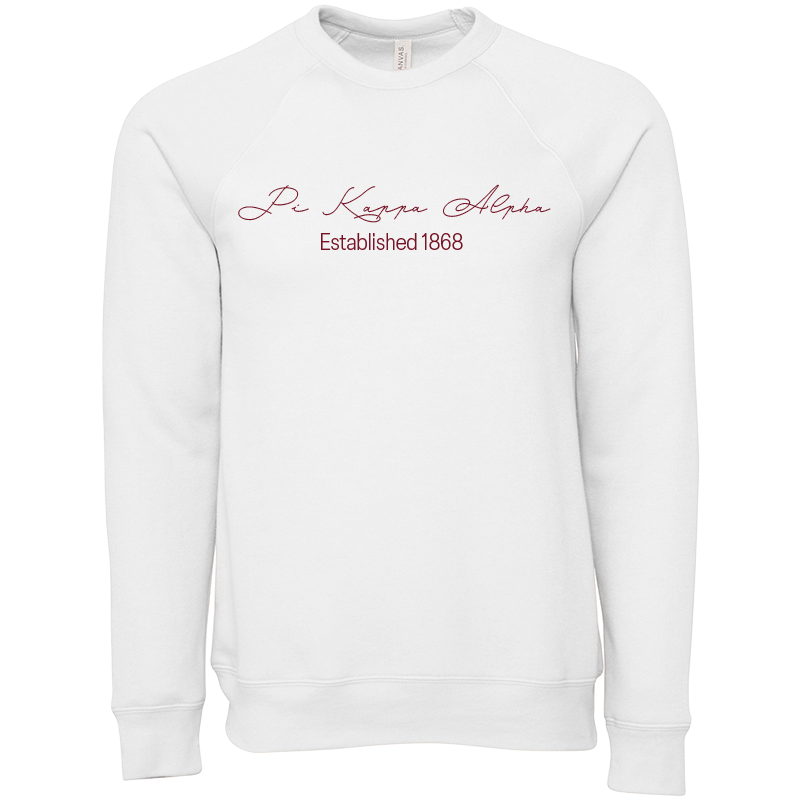 Pi Kappa Alpha Embroidered Scripted Name Crewneck Sweatshirts