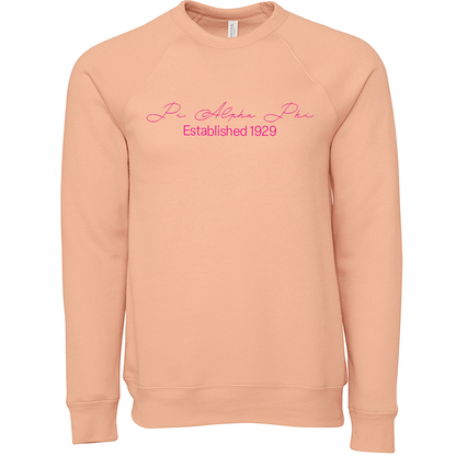 Pi Alpha Phi Embroidered Scripted Name Crewneck Sweatshirts