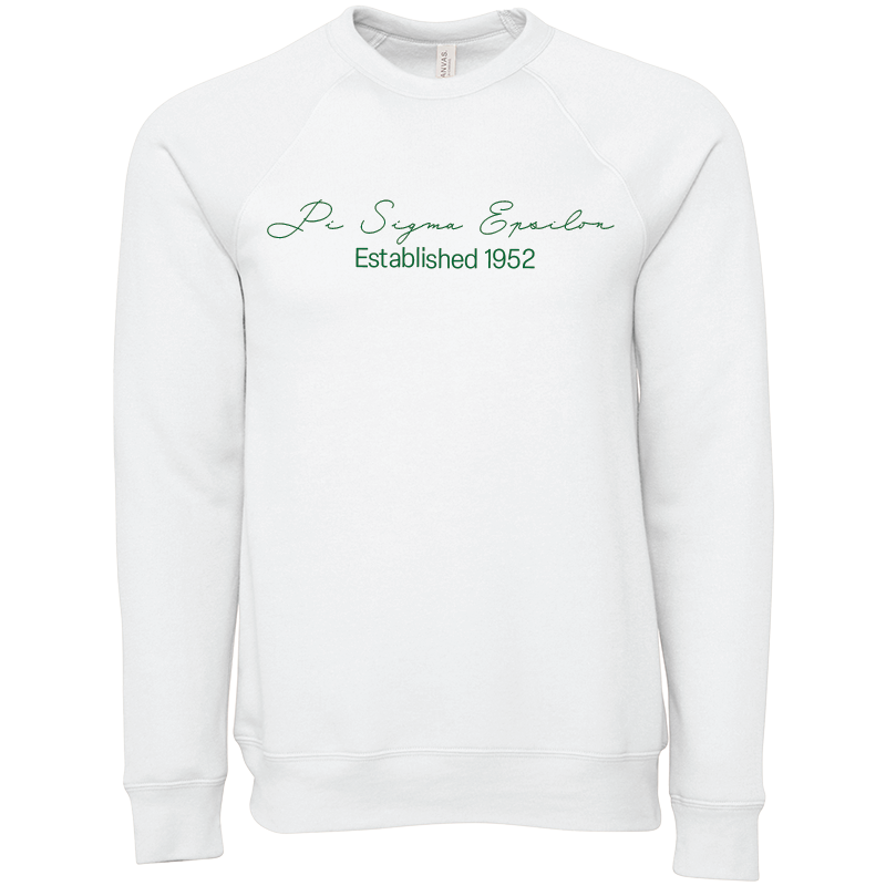 Pi Sigma Epsilon Embroidered Scripted Name Crewneck Sweatshirts