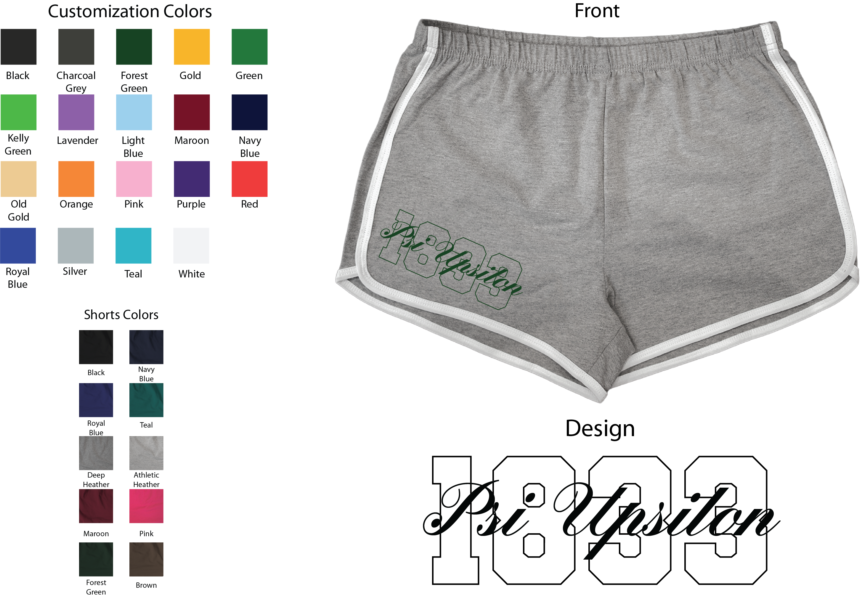 Psi Upsilon Year and Name Women's Shorts