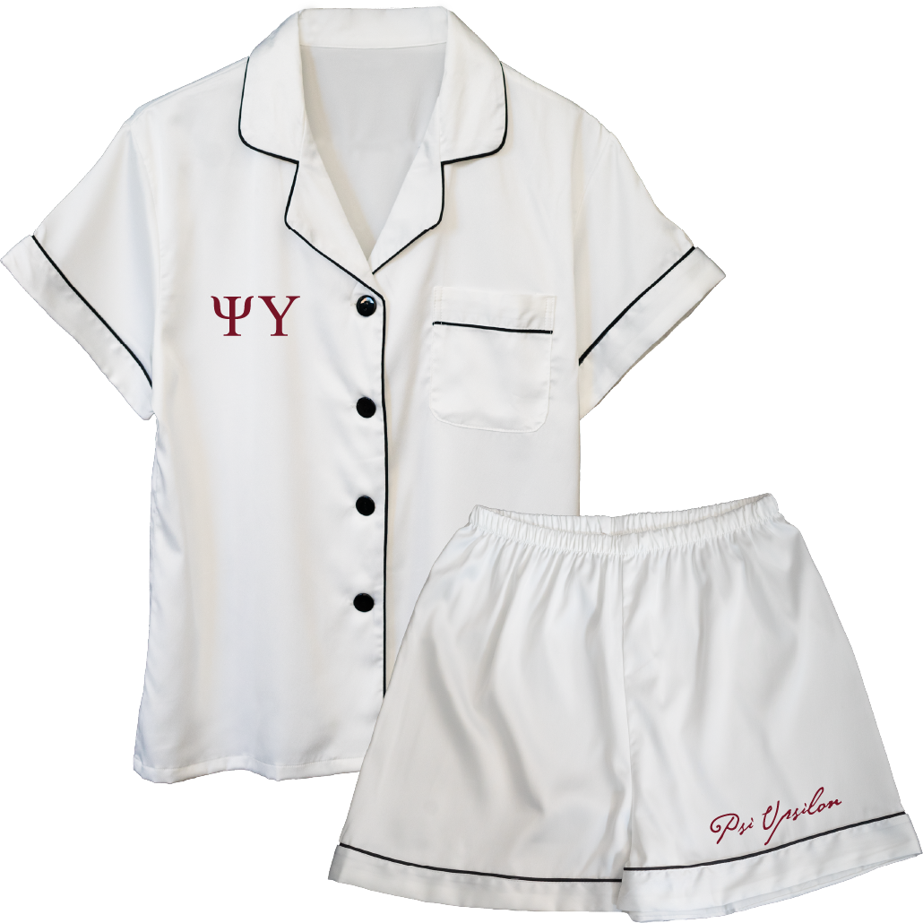 Psi Upsilon Embroidered Ladies' Pajama Sets