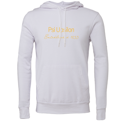 Psi Upsilon Embroidered Printed Name Hooded Sweatshirts