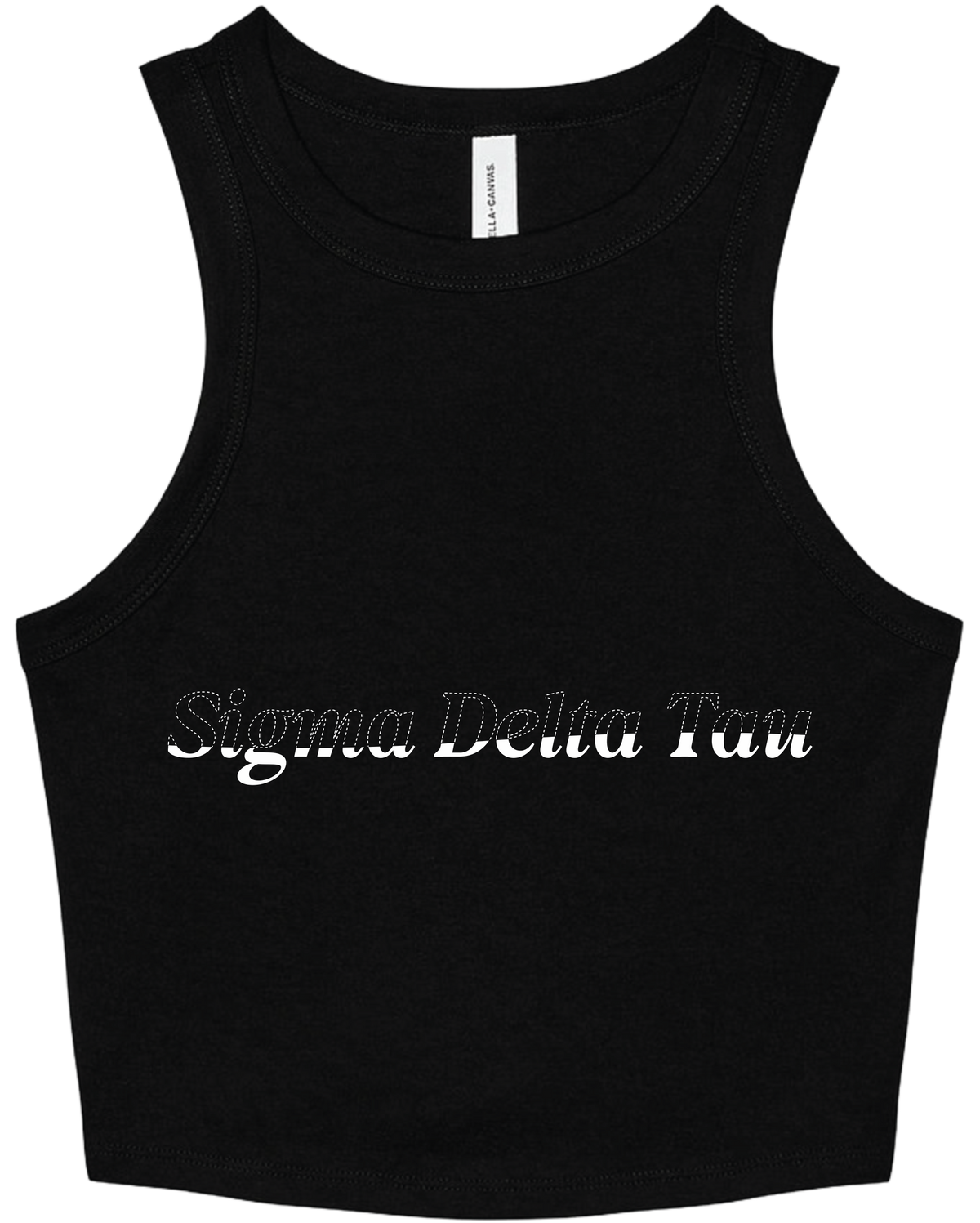 Sigma Delta Tau Stitched Outline Cropped Tanks