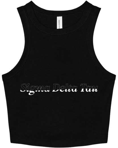 Sigma Delta Tau Stitched Outline Cropped Tanks