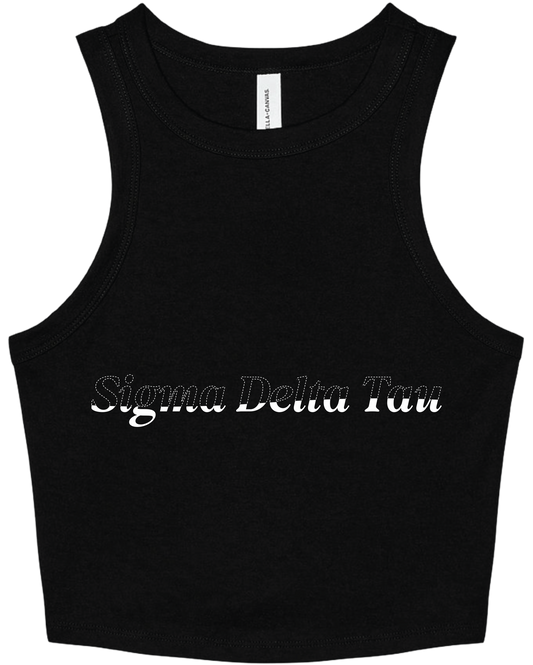 Sigma Delta Tau Stitched Outline Cropped Tanks