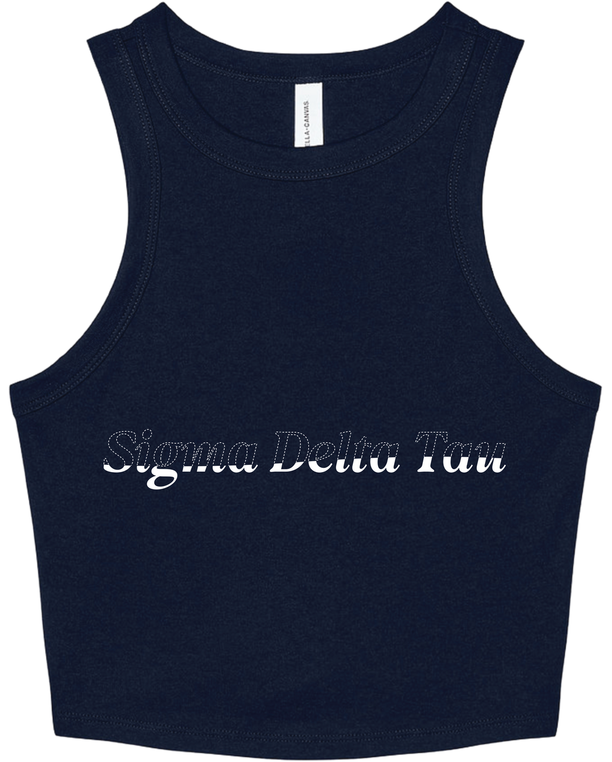 Sigma Delta Tau Stitched Outline Cropped Tanks