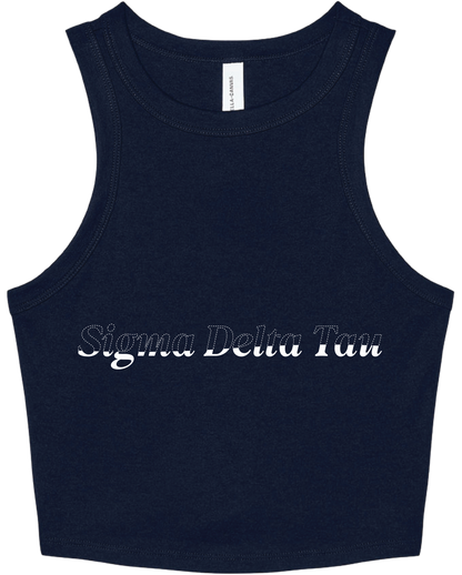 Sigma Delta Tau Stitched Outline Cropped Tanks