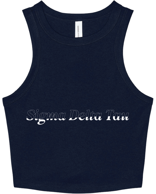 Sigma Delta Tau Stitched Outline Cropped Tanks