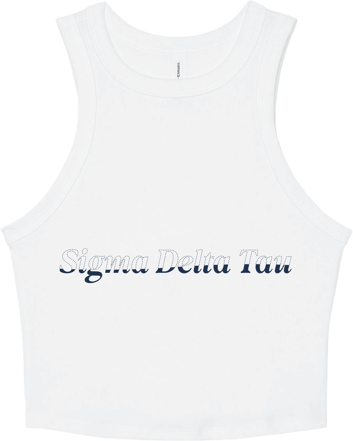Sigma Delta Tau Stitched Outline Cropped Tanks