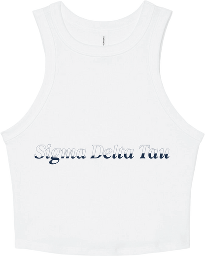Sigma Delta Tau Stitched Outline Cropped Tanks