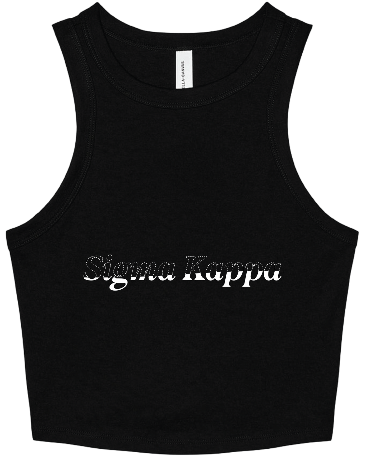 Sigma Kappa Stitched Outline Cropped Tanks