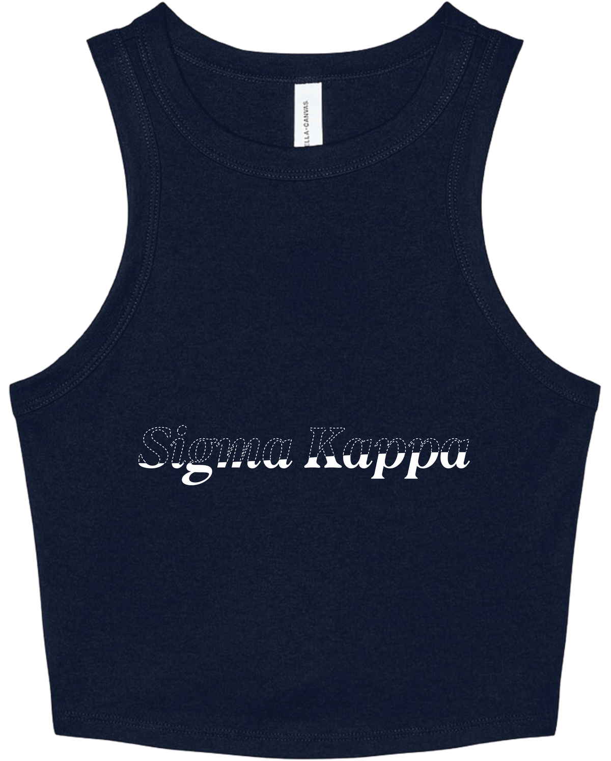 Sigma Kappa Stitched Outline Cropped Tanks